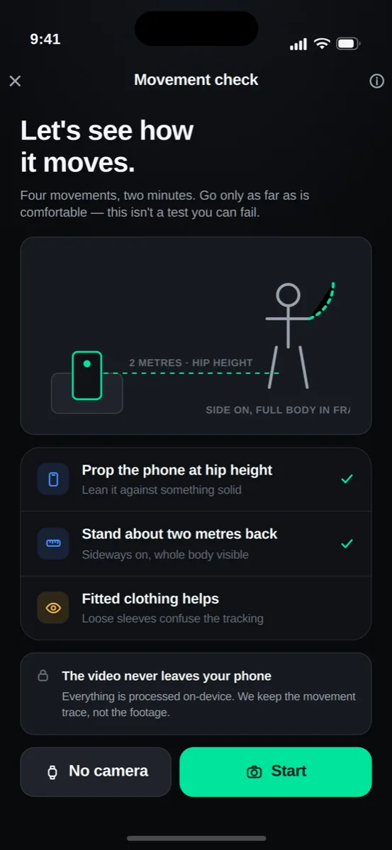 Movement check setup, screen C7