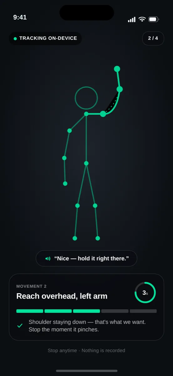 Movement check live, screen C8